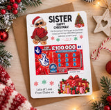 Sister Christmas Lottery Scratch Card Holder - Fun Design