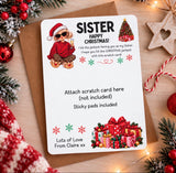 Sister Christmas Lottery Scratch Card Holder - Fun Design