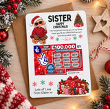 Sister Christmas Lottery Scratch Card Holder - Fun Design