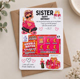 Sister Birthday Lottery Scratch Card Holder - Fun Design