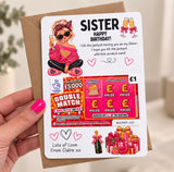 Sister Birthday Lottery Scratch Card Holder - Fun Design
