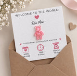 Personalised New Baby Girl 3D Bear Card