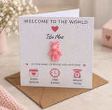 Personalised New Baby Girl 3D Bear Card