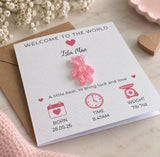 Personalised New Baby Girl 3D Bear Card