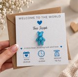 Personalised New Baby Boy 3D Bear Card