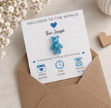 Personalised New Baby Boy 3D Bear Card
