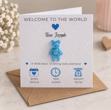 Personalised New Baby Boy 3D Bear Card