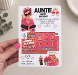 Auntie Birthday Lottery Scratch Card Holder - Fun Design
