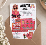 Auntie Birthday Lottery Scratch Card Holder - Fun Design