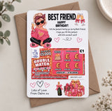 Best Friend Birthday Lottery Scratch Card Holder - Fun Design