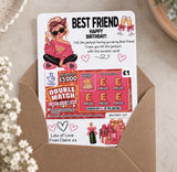 Best Friend Birthday Lottery Scratch Card Holder - Fun Design