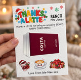 Christmas Teacher Thanks a Latte Coffee Voucher Holder