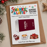 Christmas Teacher Thanks a Latte Coffee Voucher Holder