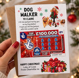 Dog Walker Christmas Lottery Scratch Card Holder