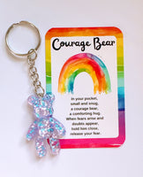 Courage Bear Keyring - Glitter Bear Design