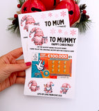 Personalised Mum Mummy Christmas Scratch Card Holder