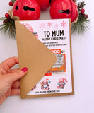 Personalised Mum Mummy Christmas Scratch Card Holder