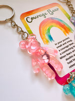 Courage Bear Keyring - Glitter Bear Design