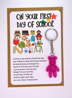 First 1st Day Of School Worry Bear Keyring