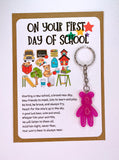 First 1st Day Of School Worry Bear Keyring