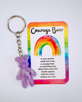 Courage Bear Keyring - Marble Effect Design