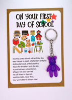 First 1st Day Of School Worry Bear Keyring