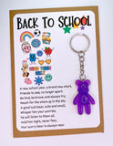 Back To School Worry Bear Keyrings, Courage, Anxiety, Good Luck Keepsake Gift