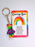 Courage Bear Keyring - Tye Dye Rainbow Design