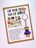 First 1st Day Of School Worry Bear Keyring