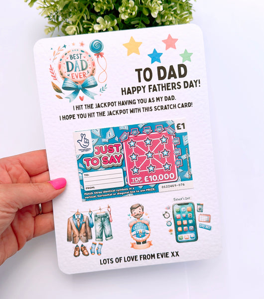 Personalised Fathers Day Scratch Card Holder