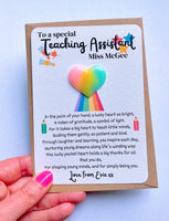 Personalised Thank You Teacher Lucky Pocket Heart