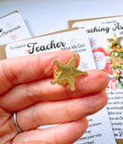 Personalised Christmas Teacher Gold Star Pin Badge