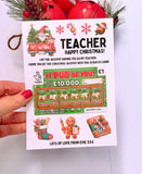 Personalised Teacher Christmas Scratch Card Holder