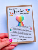 Personalised Thank You Teacher Lucky Pocket Heart