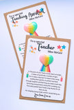Personalised Thank You Teacher Lucky Pocket Heart