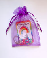 Courage Bear Keyring - Tye Dye Rainbow Design