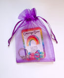 Courage Bear Keyring - Tye Dye Rainbow Design