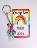 Courage Bear Keyring - Tye Dye Rainbow Design