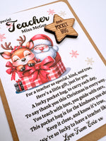 Personalised Christmas Teacher Little Pocket Star Hug