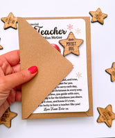 Personalised Christmas Teacher Little Pocket Star Hug