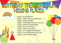 Childrens Birthday Treasure Scavenger Hunt Clue Cards