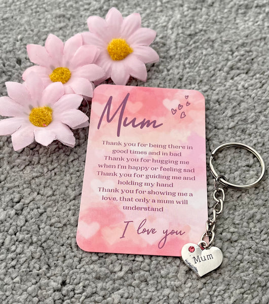 Mum Keyring Charm and Poem Card